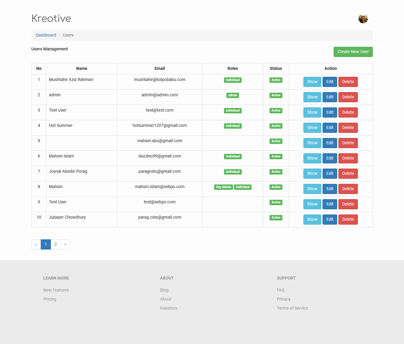 Kreotive: Group-wise micro-blogging application on Laravel framework